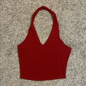 Bozzolo Deep Red Halter Crop Top